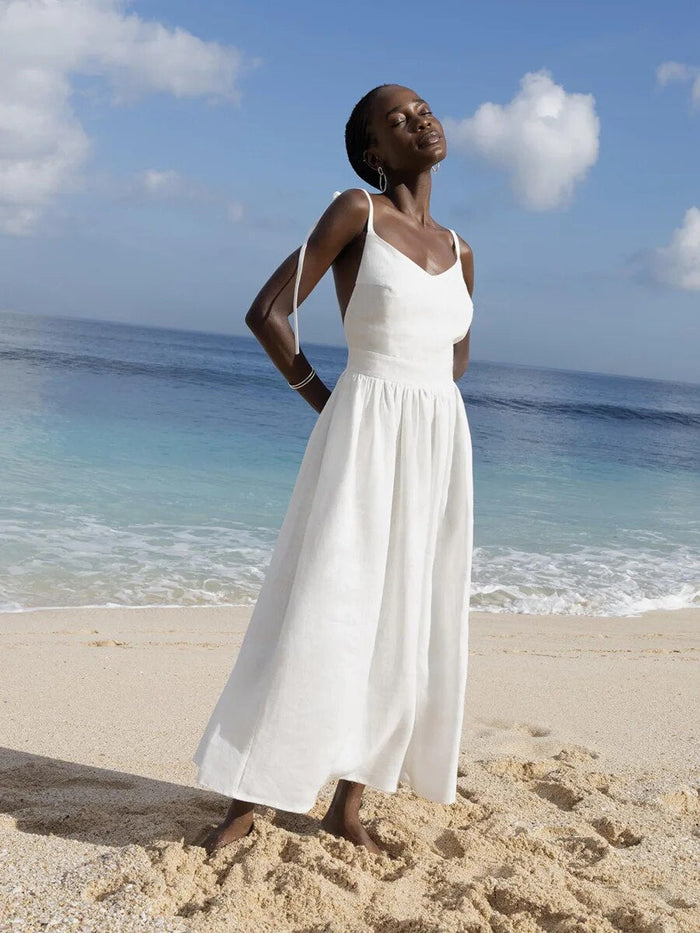 Serena - Casual Women's Summer Dress with V-Neck and Full Maxi Skirt