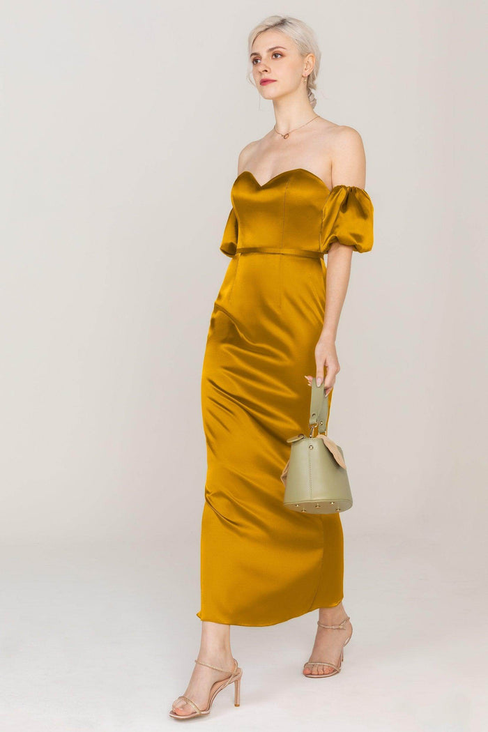 Sheath Ankle Length Luxe Satin Dress CS0306 - COCOMELODY