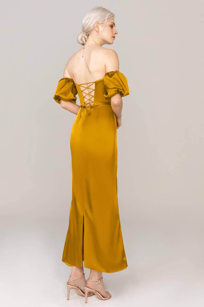 Sheath Ankle Length Luxe Satin Dress CS0306 - COCOMELODY