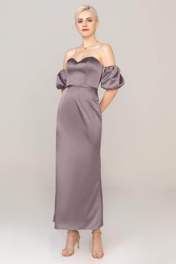 Sheath Ankle Length Luxe Satin Dress CS0306 - COCOMELODY
