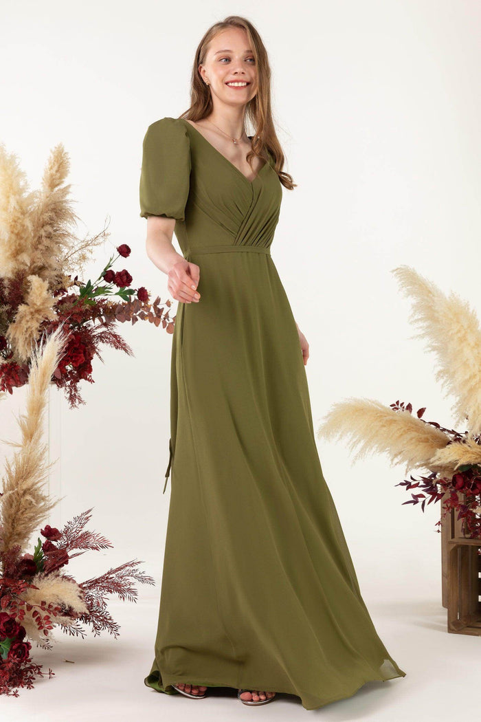 Sheath-Column Floor Length Chiffon Bridesmaid Dress CB0475 - COCOMELODY