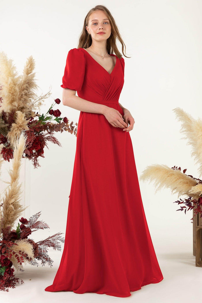 Sheath-Column Floor Length Chiffon Bridesmaid Dress CB0475 - COCOMELODY