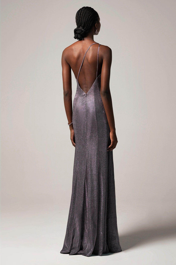 Sheath-Column Floor Length Gold Dusting Fabric Dress CS0241 - COCOMELODY