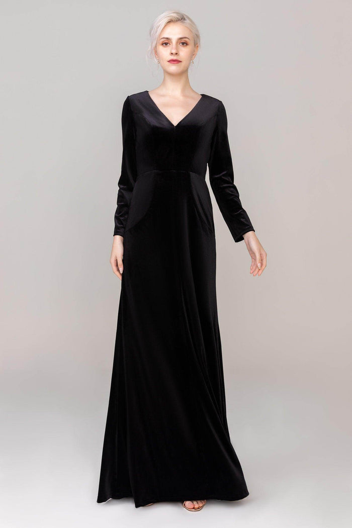 Sheath-Column Floor Length Velvet Dress CS0333 - COCOMELODY