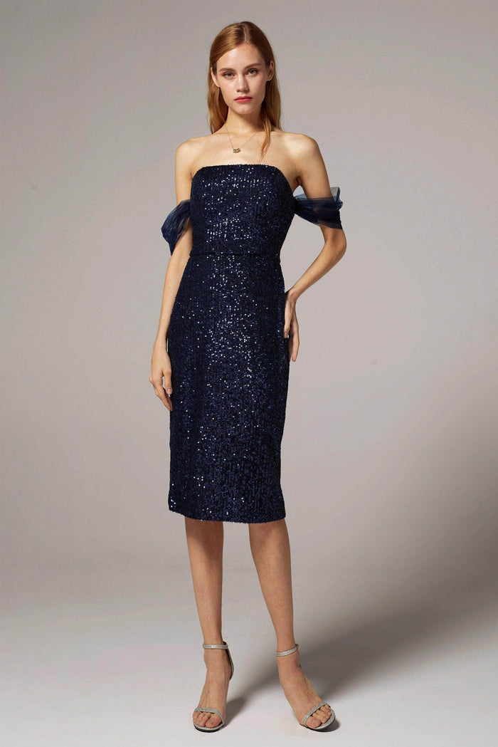 Sheath-Column Knee Length Sequined Dress CS0300 - COCOMELODY
