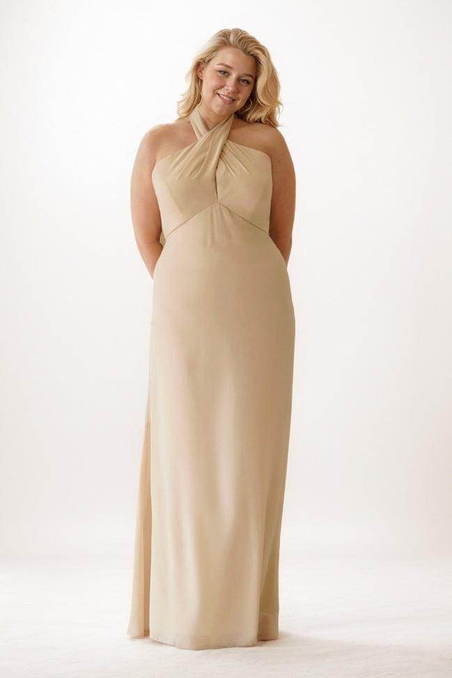 Sheath-Column Maxi Chiffon Bridesmaid Dress CB0756 - COCOMELODY