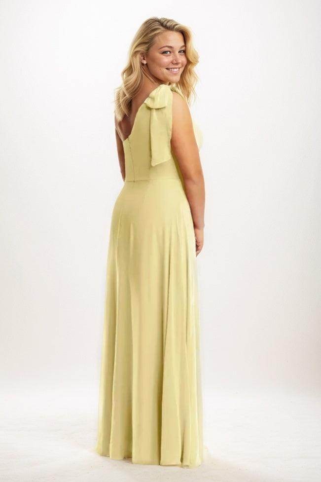 Sheath-Column Maxi Chiffon Bridesmaid Dress CB0758 - COCOMELODY