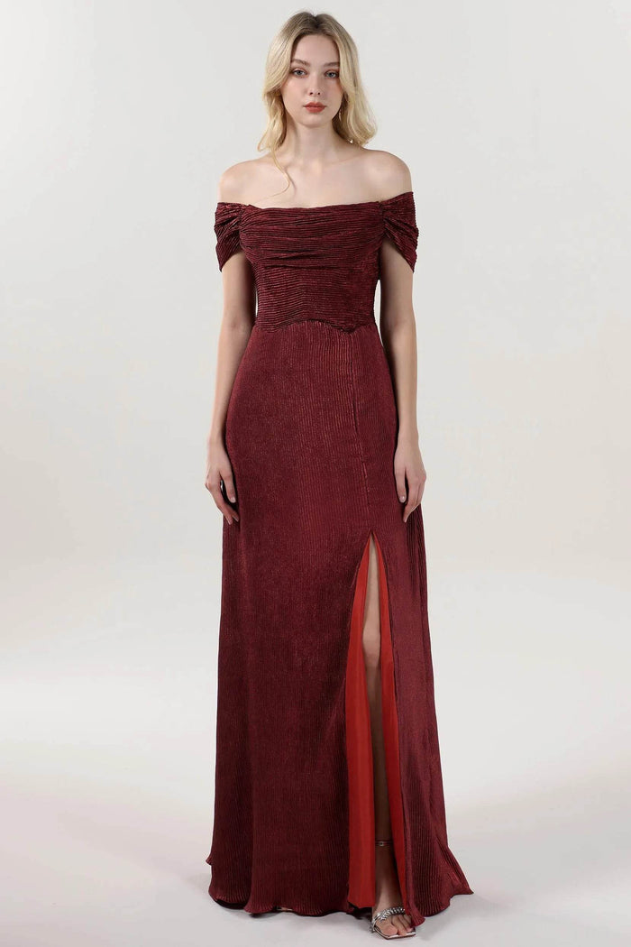 Sheath-Column Maxi Metallic Formal Dress CS0645 - COCOMELODY