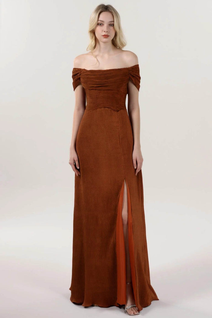 Sheath-Column Maxi Metallic Formal Dress CS0645 - COCOMELODY
