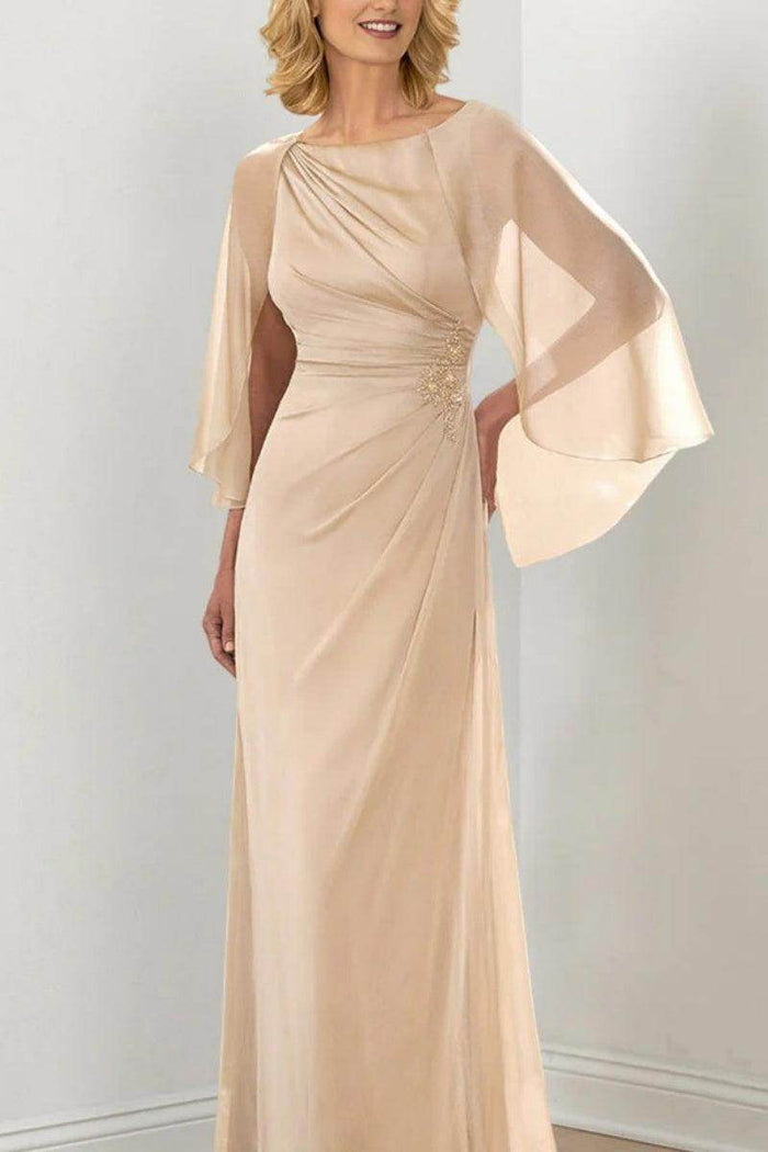 Sheath Column Round Neck Ruched Mother Dresses CM0361 - COCOMELODY
