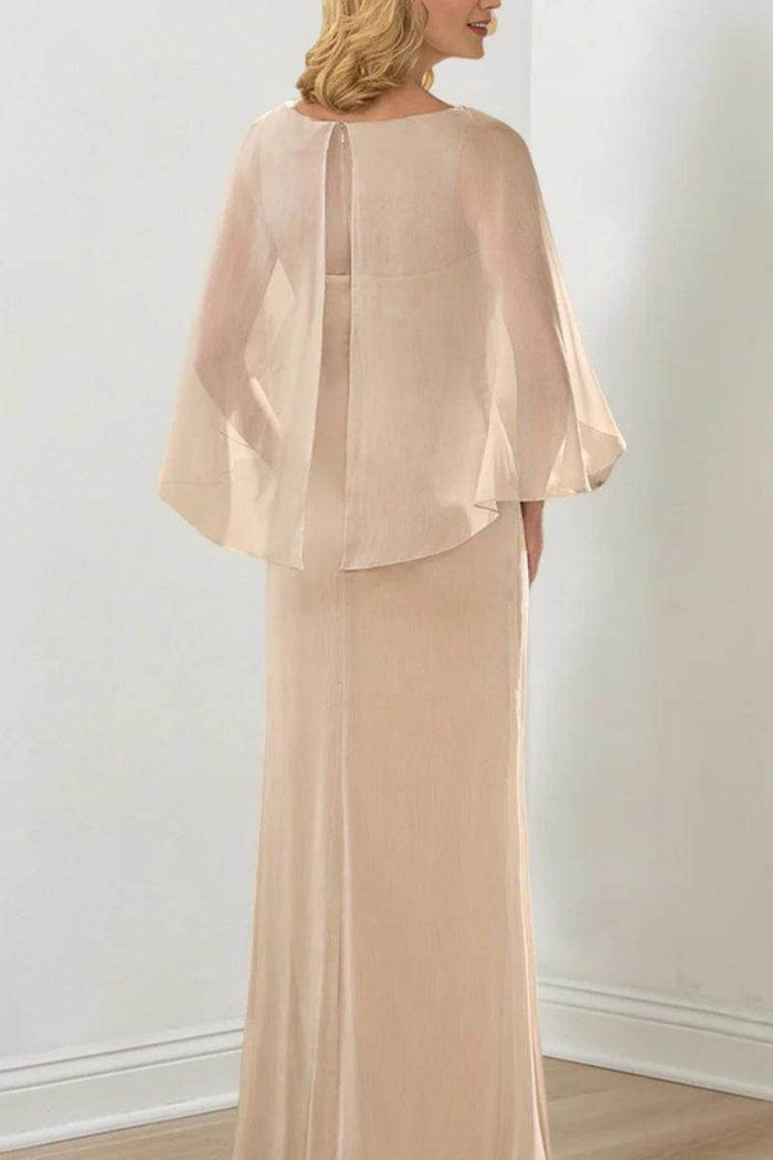Sheath Column Round Neck Ruched Mother Dresses CM0361 - COCOMELODY