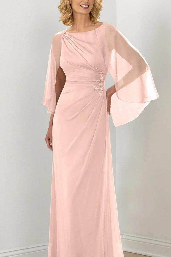 Sheath Column Round Neck Ruched Mother Dresses CM0361 - COCOMELODY