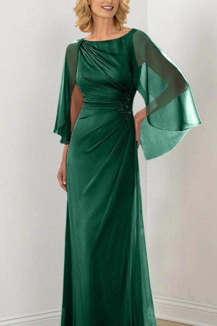 Sheath Column Round Neck Ruched Mother Dresses CM0361 - COCOMELODY