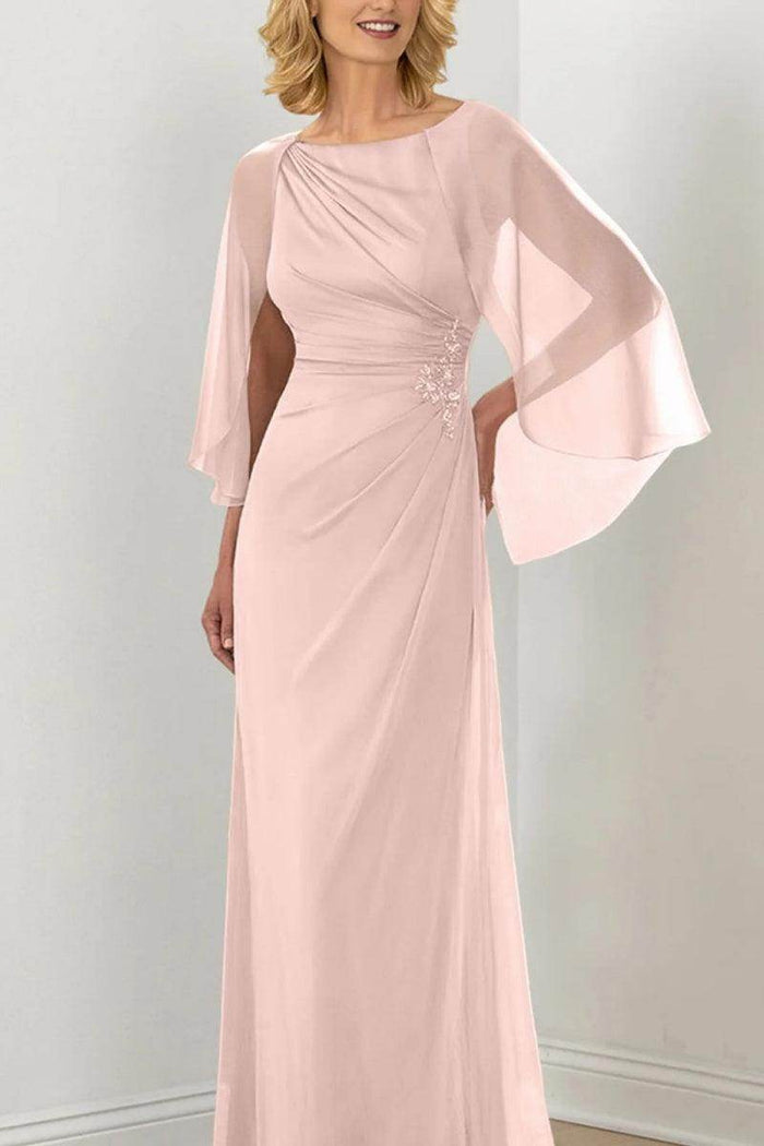 Sheath Column Round Neck Ruched Mother Dresses CM0361 - COCOMELODY