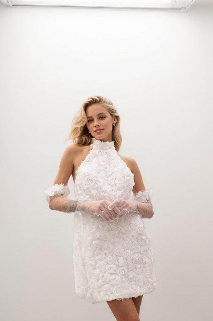 Sheath-Column Short-Mini Lace Wedding Dress CW3417 - COCOMELODY