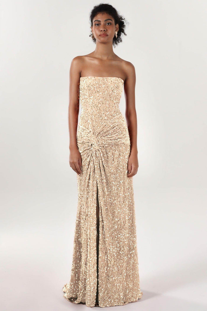 Sheath-Column Sweep-Brush Train Velvet Sequin Bridesmaid Dress CS0634BM - COCOMELODY