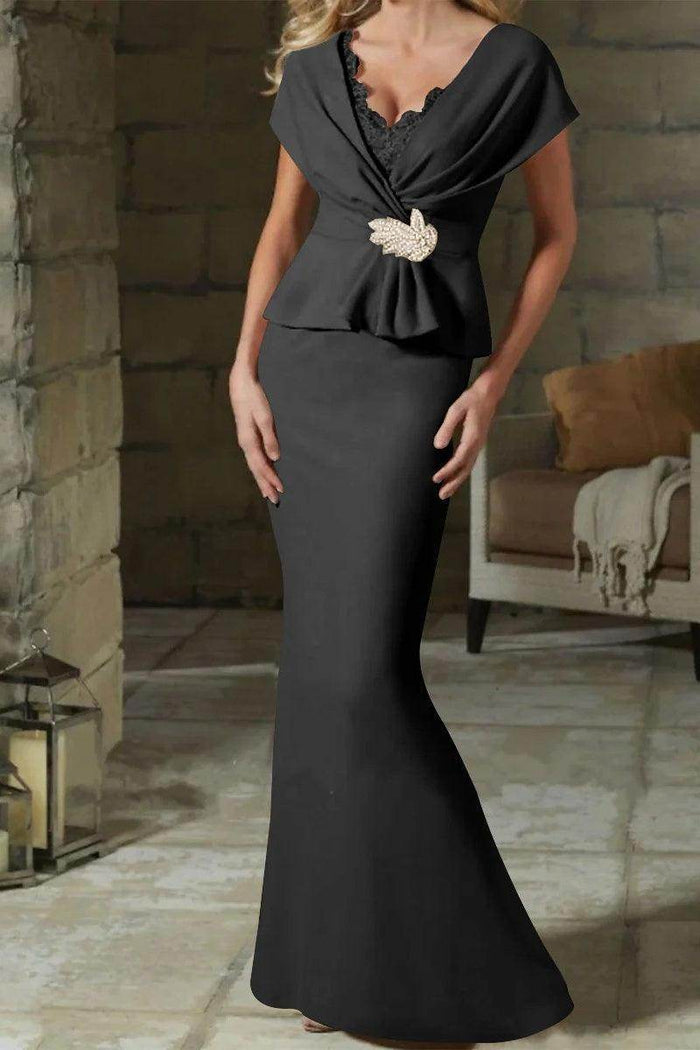 Sheath Column V Neck Mother of the Bride Dresses with Belt CM0346 - COCOMELODY