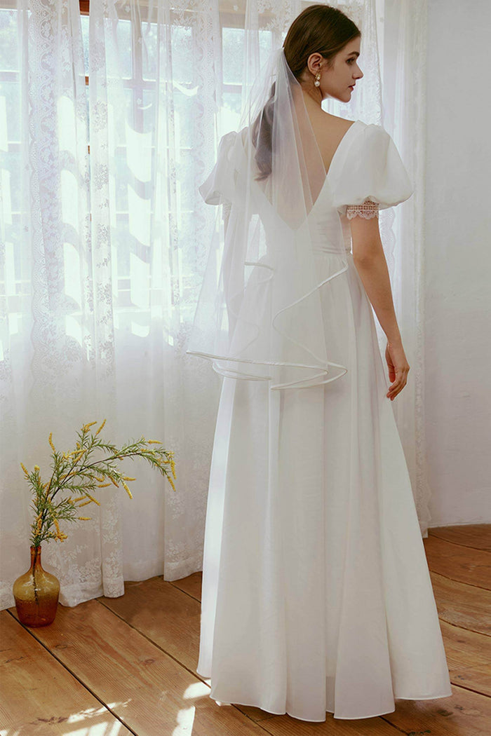 Sheath Floor Length Elastic Cloth Wedding Dress CW2676 - COCOMELODY