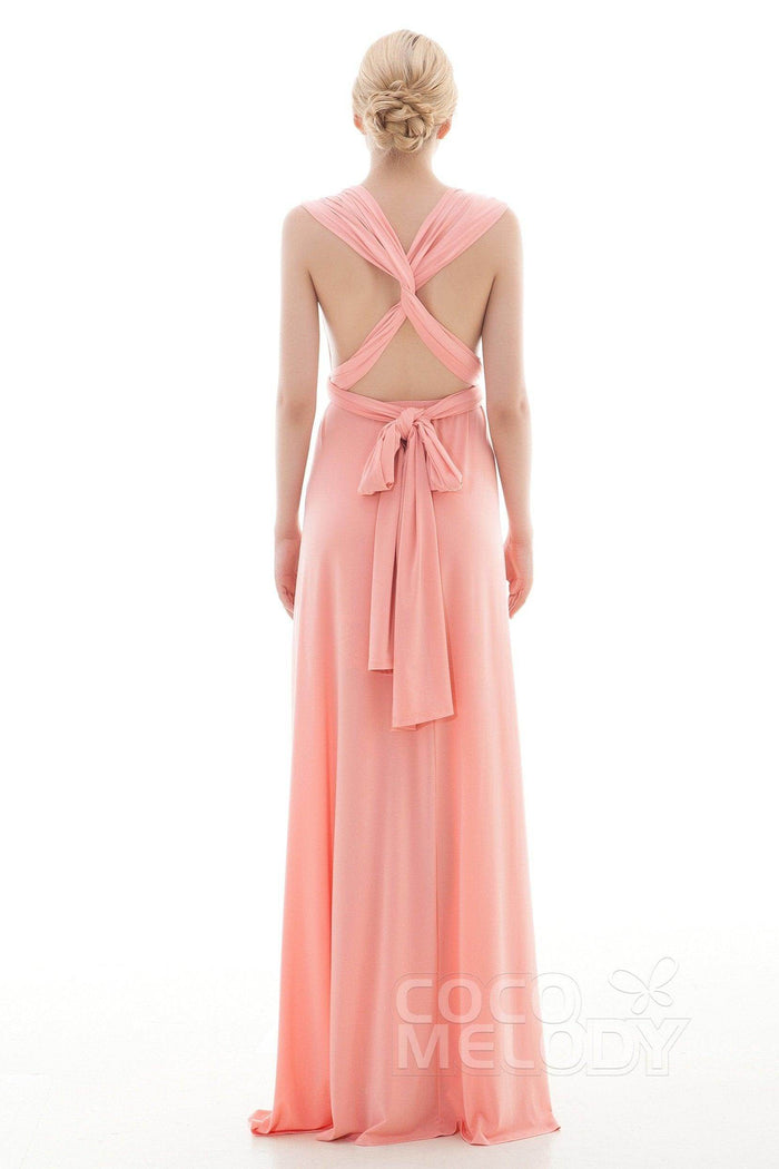 Sheath Floor Length Knitted Bridesmaid Dress COEF16001CR - COCOMELODY