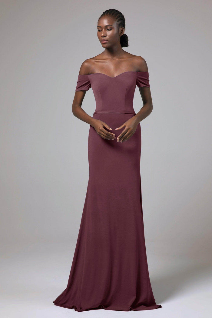 Sheath Floor Length Knitted Fabric Bridesmaid Dress Formal Dresses CB0426 - COCOMELODY
