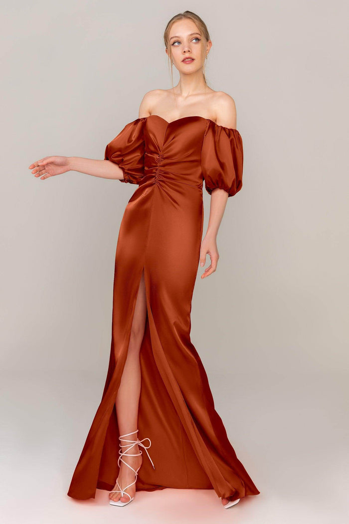Sheath Floor Length Luxe Satin Dress CS0322 - COCOMELODY