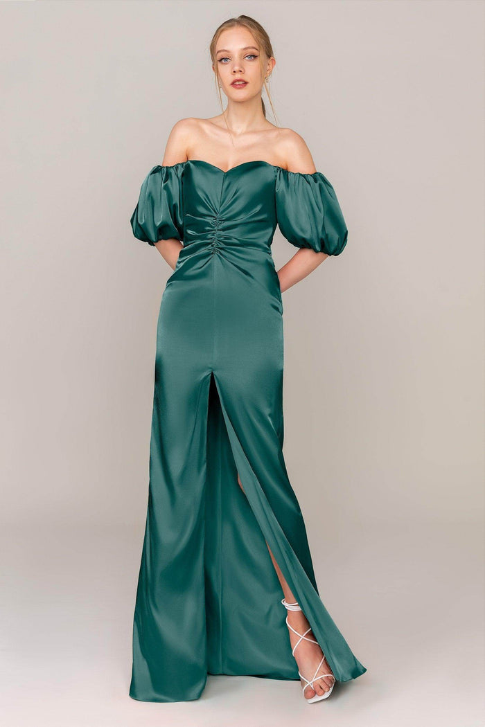 Sheath Floor Length Luxe Satin Dress CS0322 - COCOMELODY