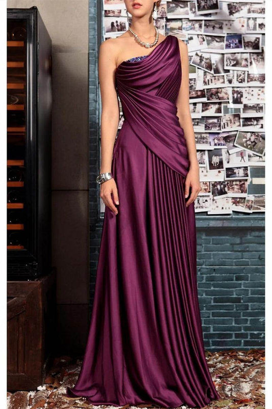 Sheath One Shoulder Sleeveless Floor Length Mother Dresses CM0373 - COCOMELODY