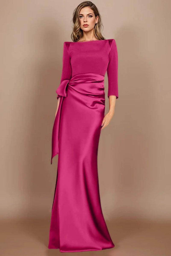 Sheath Scoop 3/4 Length Sleeves Floor Length Mother Dresses CM0380 - COCOMELODY
