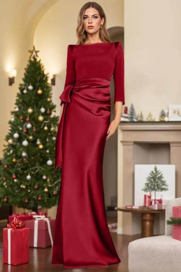 Sheath Scoop 3/4 Length Sleeves Floor Length Mother Dresses CM0380 - COCOMELODY