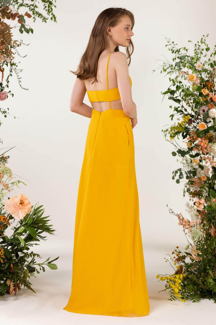 Sheath Sweep-Brush Train Chiffon Bridesmaid Dress CB0466 - COCOMELODY