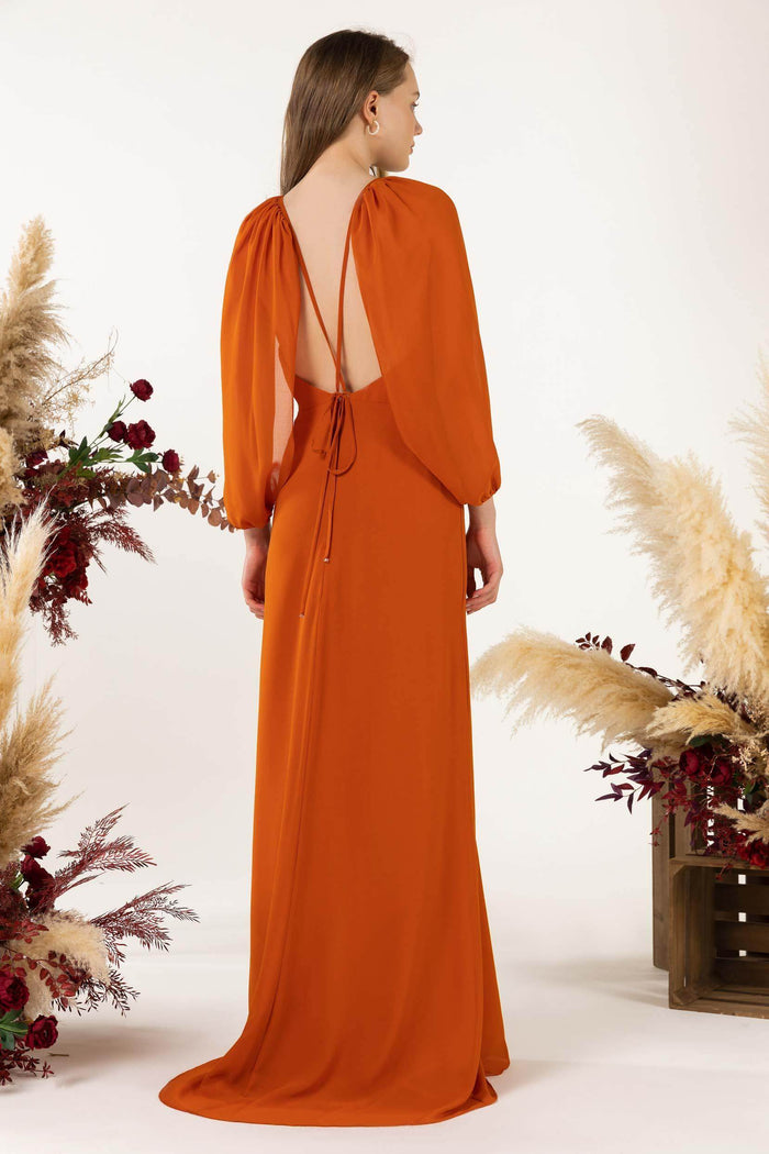 Sheath Sweep-Brush Train Chiffon Bridesmaid Dress CB0469 - COCOMELODY