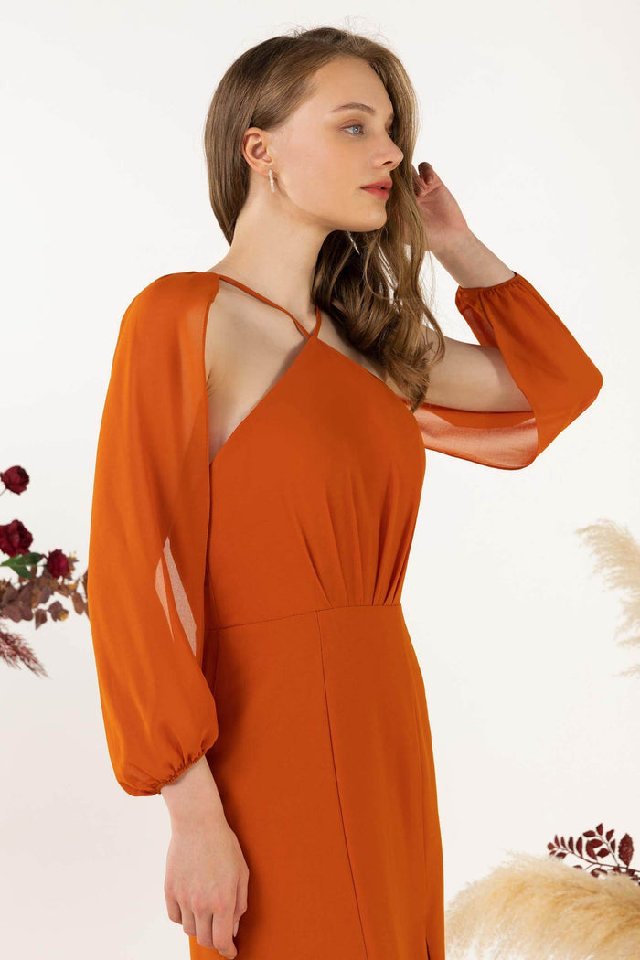 Sheath Sweep-Brush Train Chiffon Bridesmaid Dress CB0469 - COCOMELODY