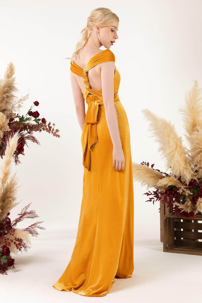 Sheath Sweep-Brush Train Velvet Bridesmaid Dress CB0516 - COCOMELODY