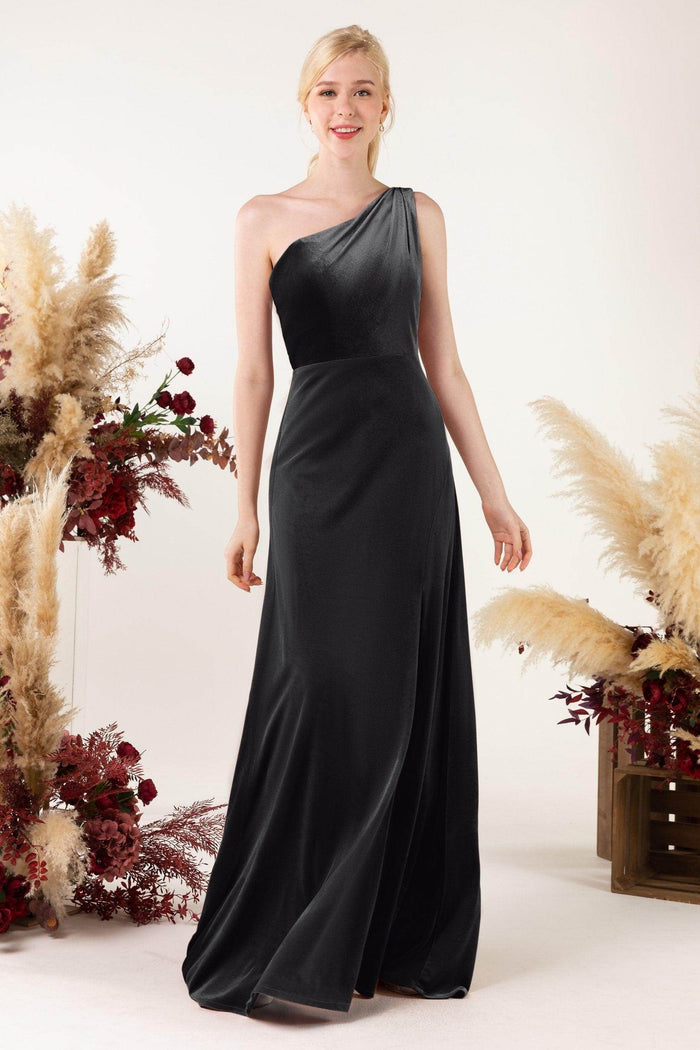 Sheath Sweep-Brush Train Velvet Bridesmaid Dress Formal Dresses CB0537PS - COCOMELODY