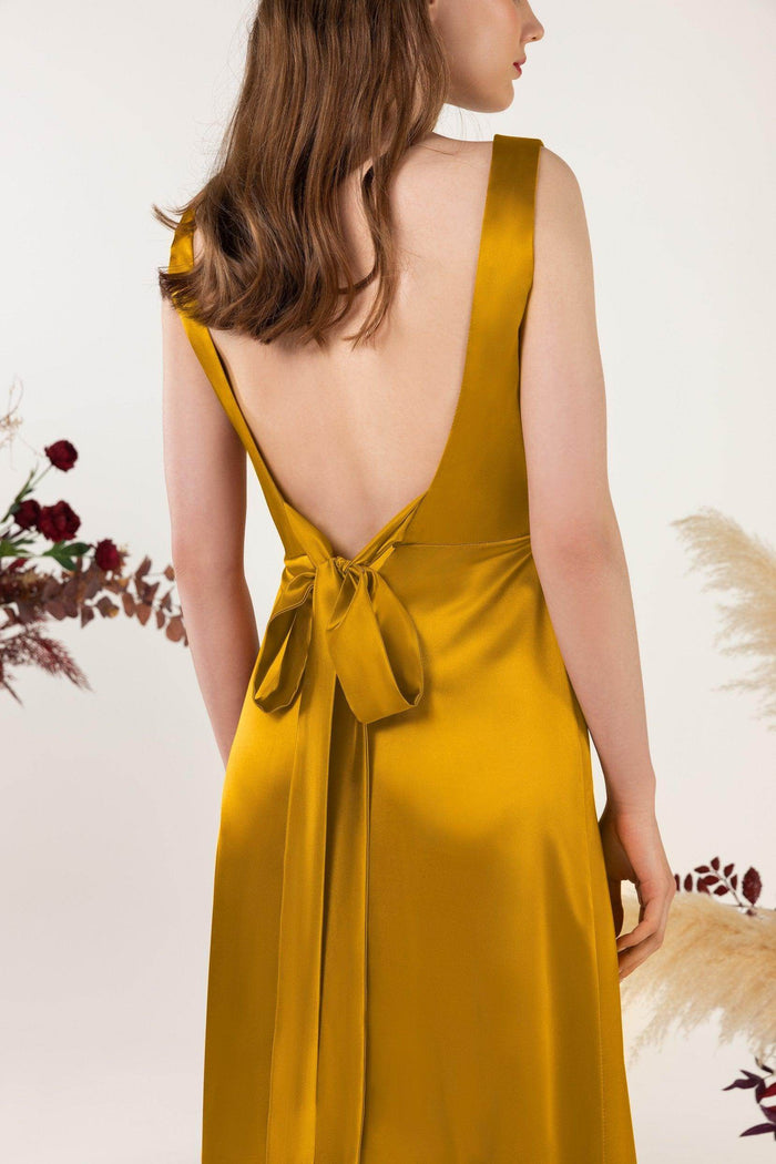 Sheath Sweep Luxe Satin Bridesmaid Dress Formal Dresses CB0496 - COCOMELODY