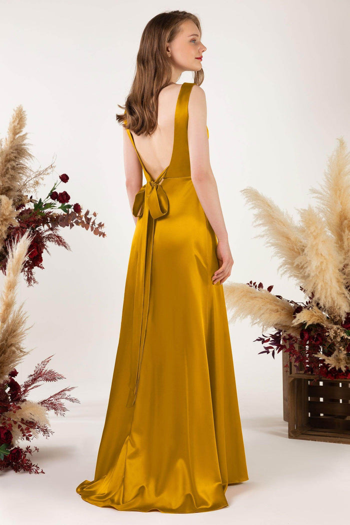 Sheath Sweep Luxe Satin Bridesmaid Dress Formal Dresses CB0496 - COCOMELODY