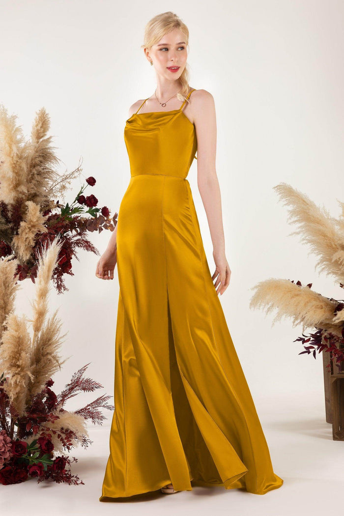 Sheath Sweep Luxe Satin Bridesmaid Dress Formal Dresses CB0498 - COCOMELODY