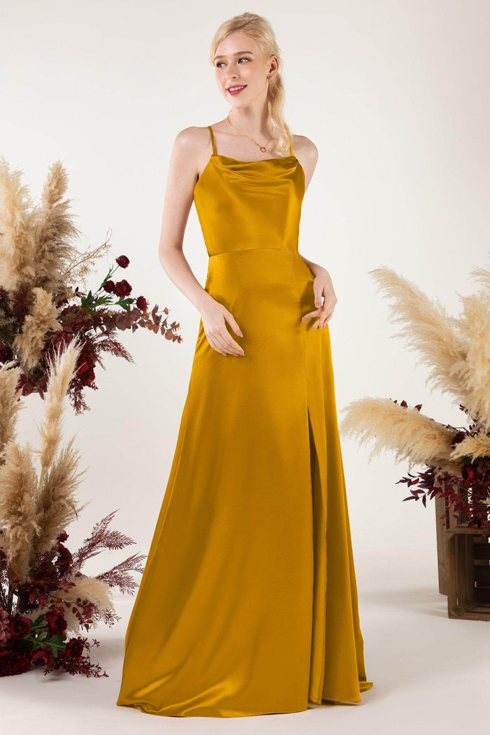 Sheath Sweep Luxe Satin Bridesmaid Dress Formal Dresses CB0498 - COCOMELODY