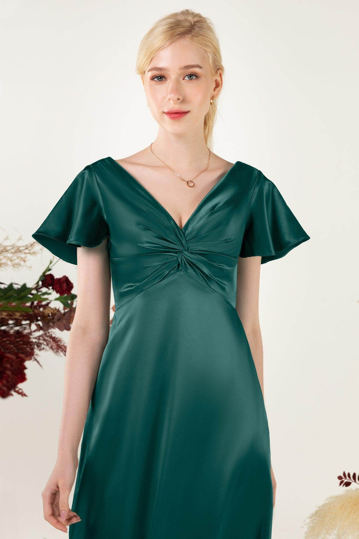 Sheath Sweep Luxe Satin Bridesmaid Dress Formal Dresses CB0504 - COCOMELODY