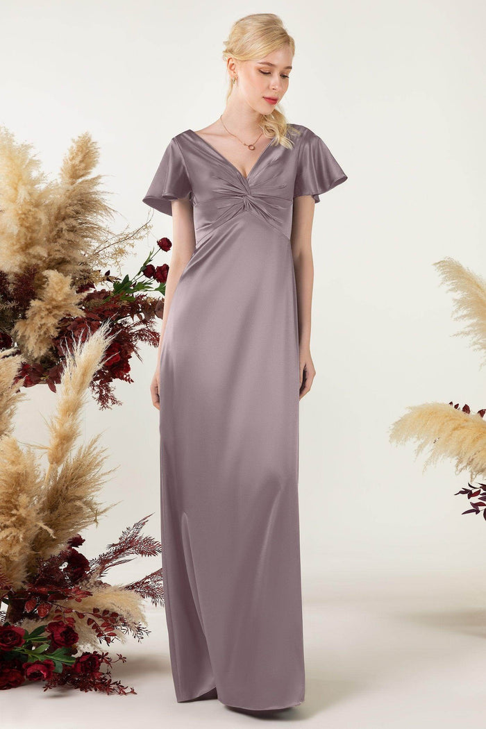 Sheath Sweep Luxe Satin Bridesmaid Dress Formal Dresses CB0504 - COCOMELODY