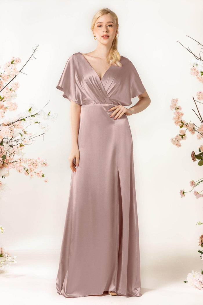 Sheath Sweep Luxe Satin Bridesmaid Dress Formal Dresses CB0505PS - COCOMELODY