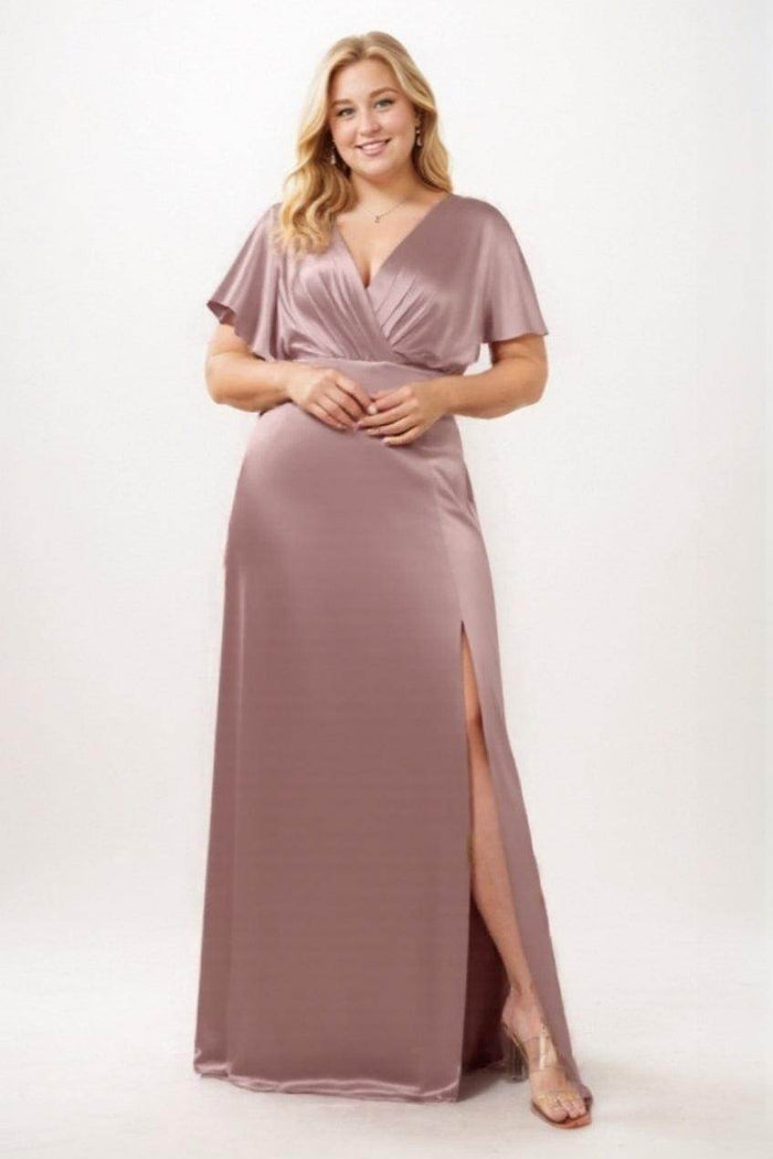 Sheath Sweep Luxe Satin Bridesmaid Dress Formal Dresses CB0505PS - COCOMELODY