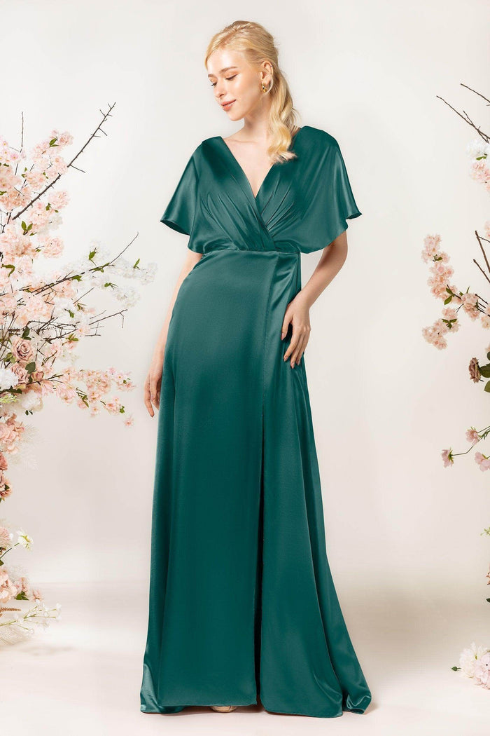 Sheath Sweep Luxe Satin Bridesmaid Dress Formal Dresses CB0505PS - COCOMELODY