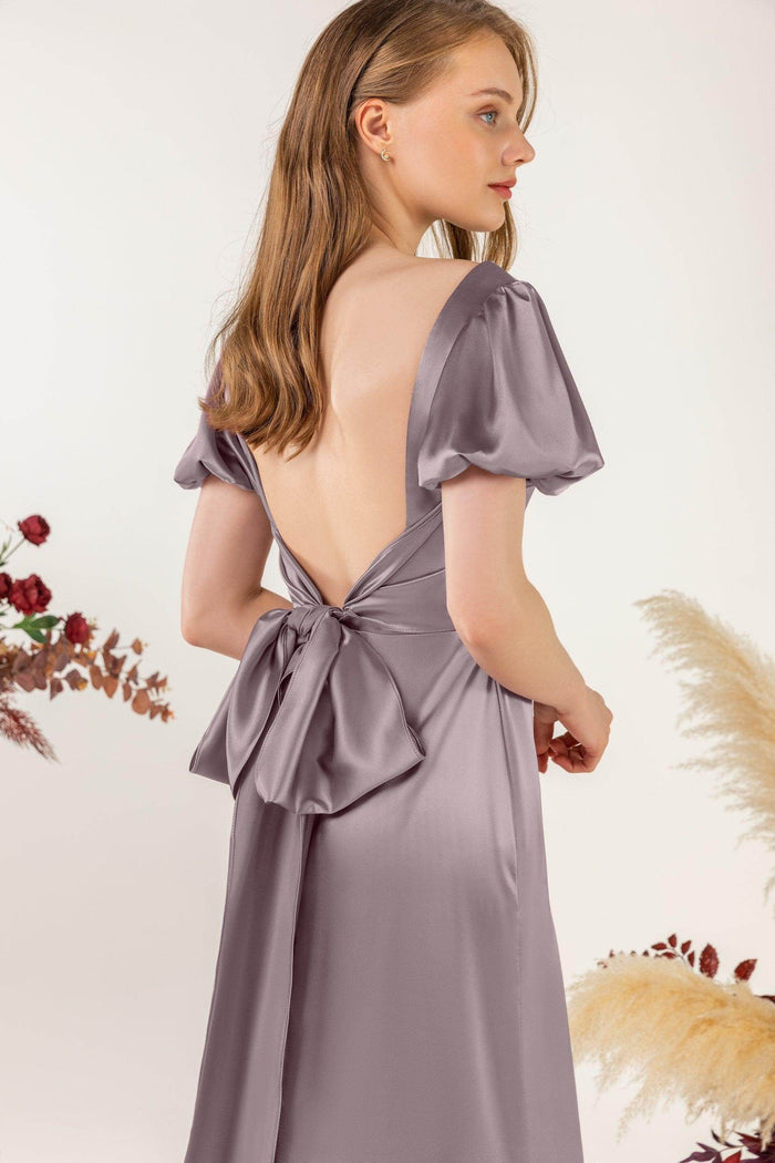 Sheath Sweep Luxe Satin Bridesmaid Dress Formal Dresses CB0511 - COCOMELODY