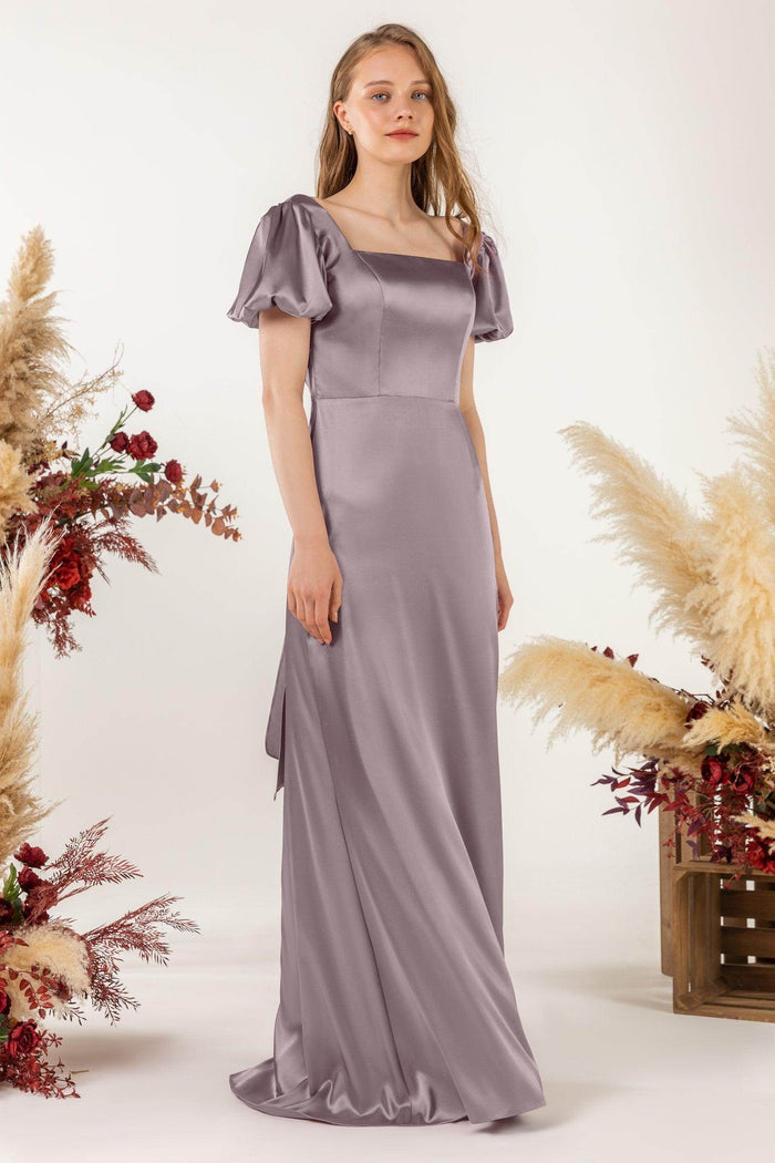 Sheath Sweep Luxe Satin Bridesmaid Dress Formal Dresses CB0511 - COCOMELODY