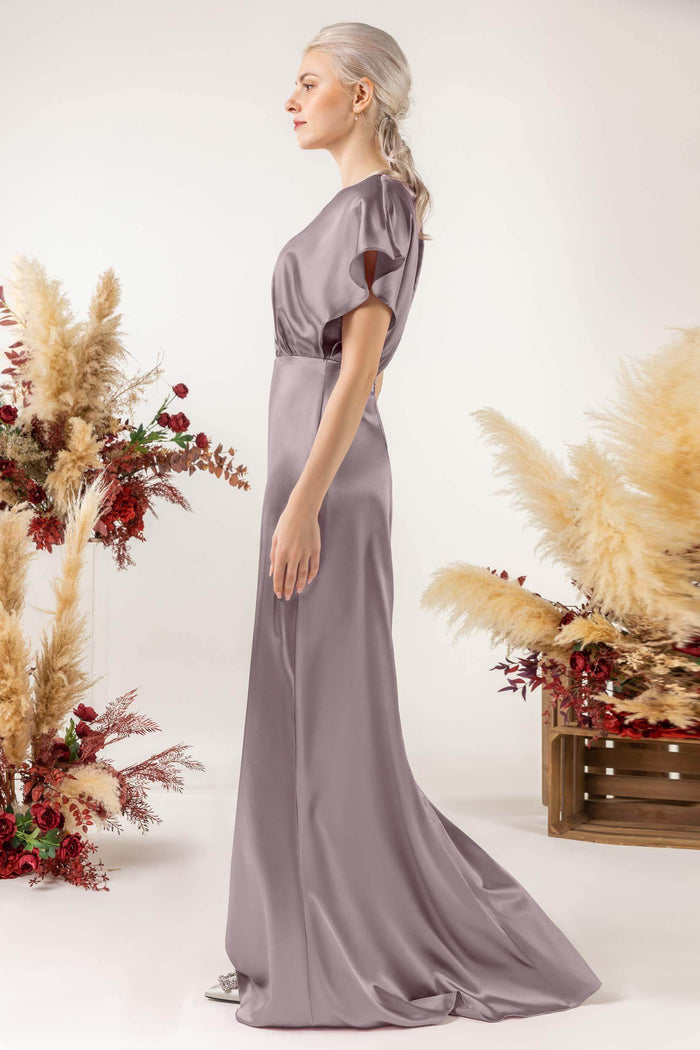 Sheath Sweep Luxe Satin Bridesmaid Dress Formal Dresses CB0512 - COCOMELODY