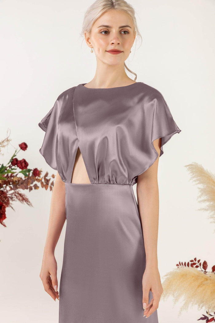 Sheath Sweep Luxe Satin Bridesmaid Dress Formal Dresses CB0512 - COCOMELODY
