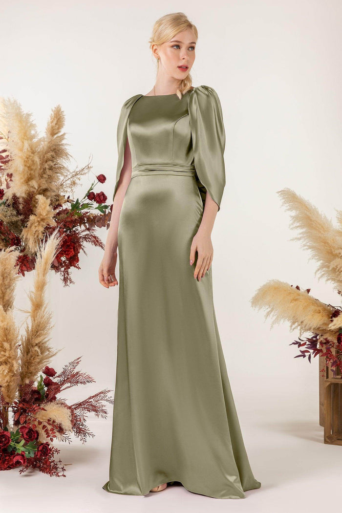 Sheath Sweep Luxe Satin Bridesmaid Dress Formal Dresses CB0513 - COCOMELODY
