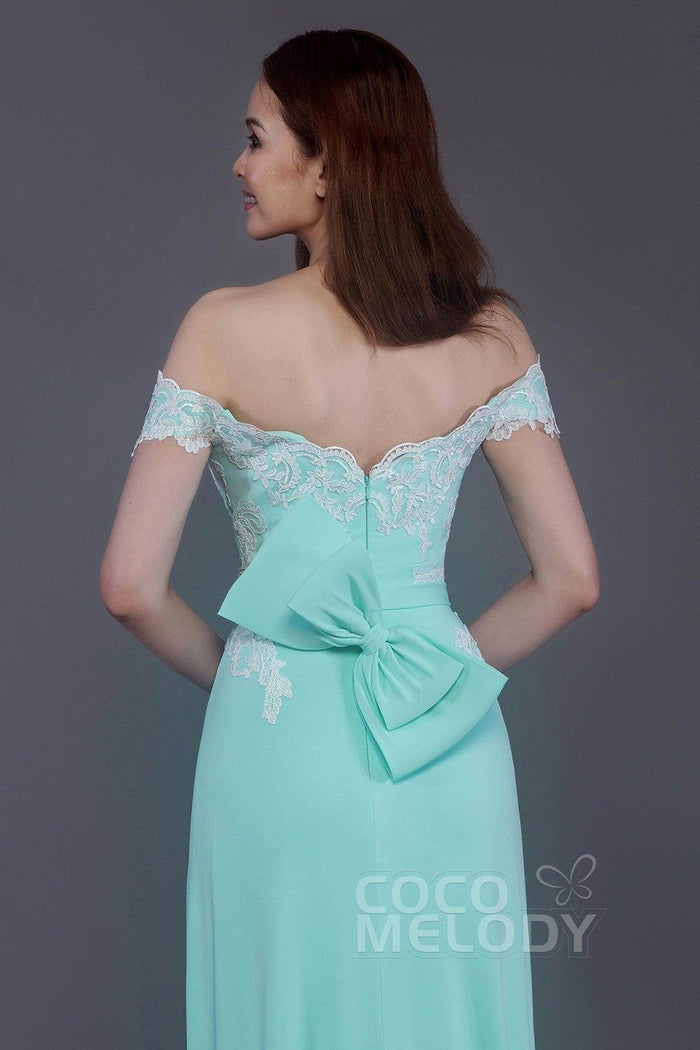 Sheath Sweep Train Knitted Fabric Bridesmaid Dress PR3561 - COCOMELODY
