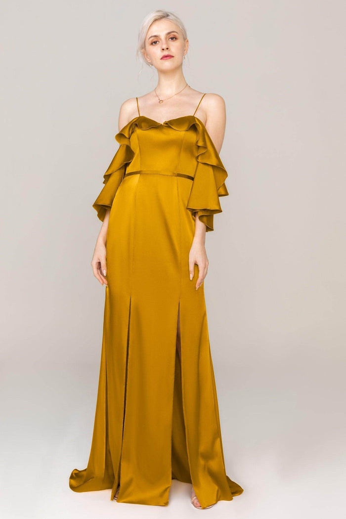 Sheath Sweep Train Luxe Satin Dress CS0310 - COCOMELODY